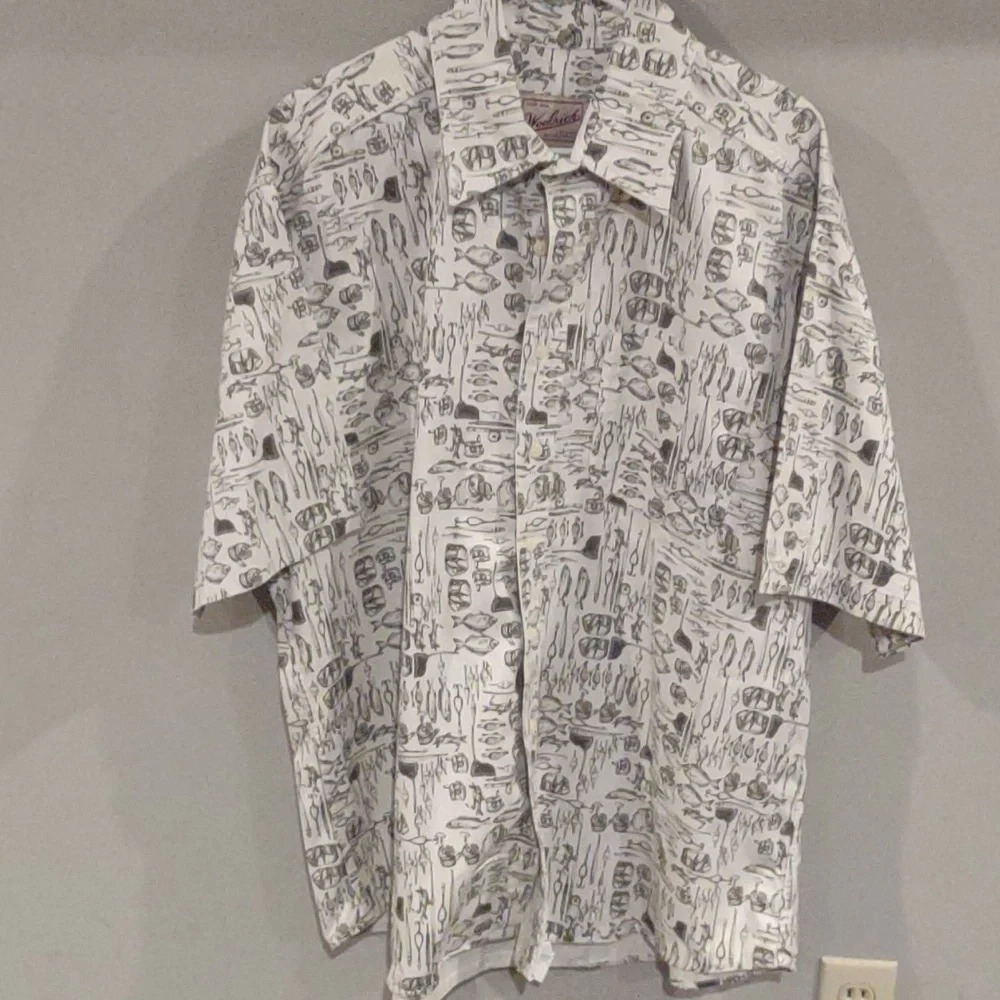 Woolrich rugged wear mens xlarge fishing print short sleeve button down